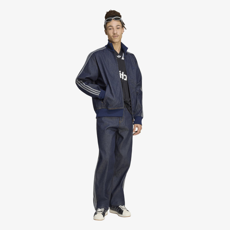 adidas Firebird Adicolor Raw Denim Track Top Jacket Indigo Denim