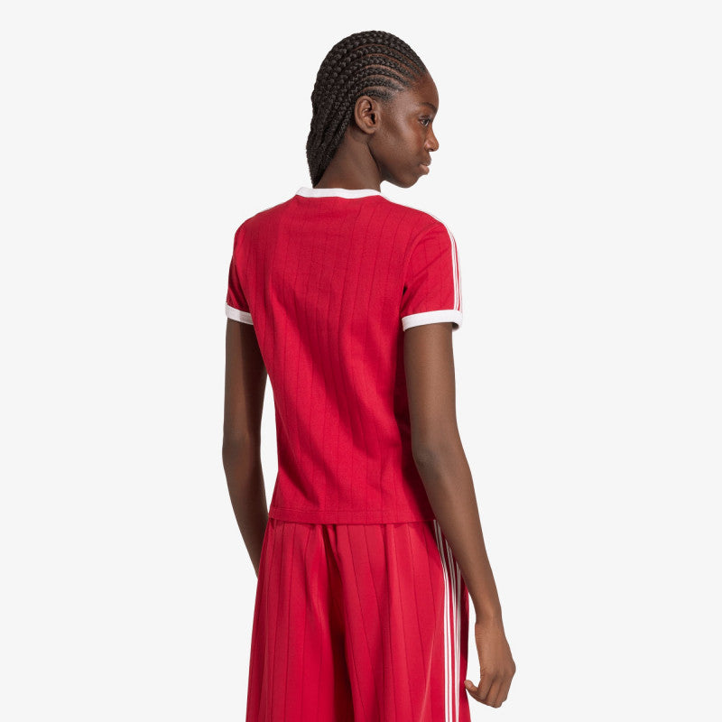 adidas Pinstripe Short Sleeve Slim Tee Team Victory Red/ White/ Team Victory Red