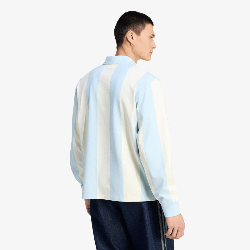 adidas Graphic Long Sleeve Polo Shirt Ice Blue