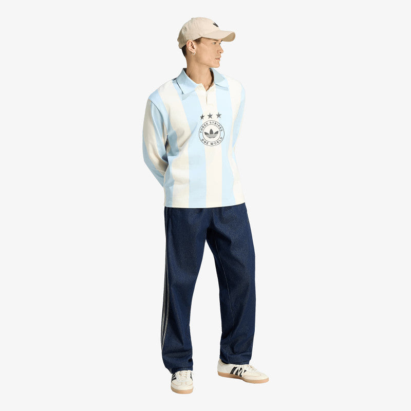 adidas Graphic Long Sleeve Polo Shirt Ice Blue