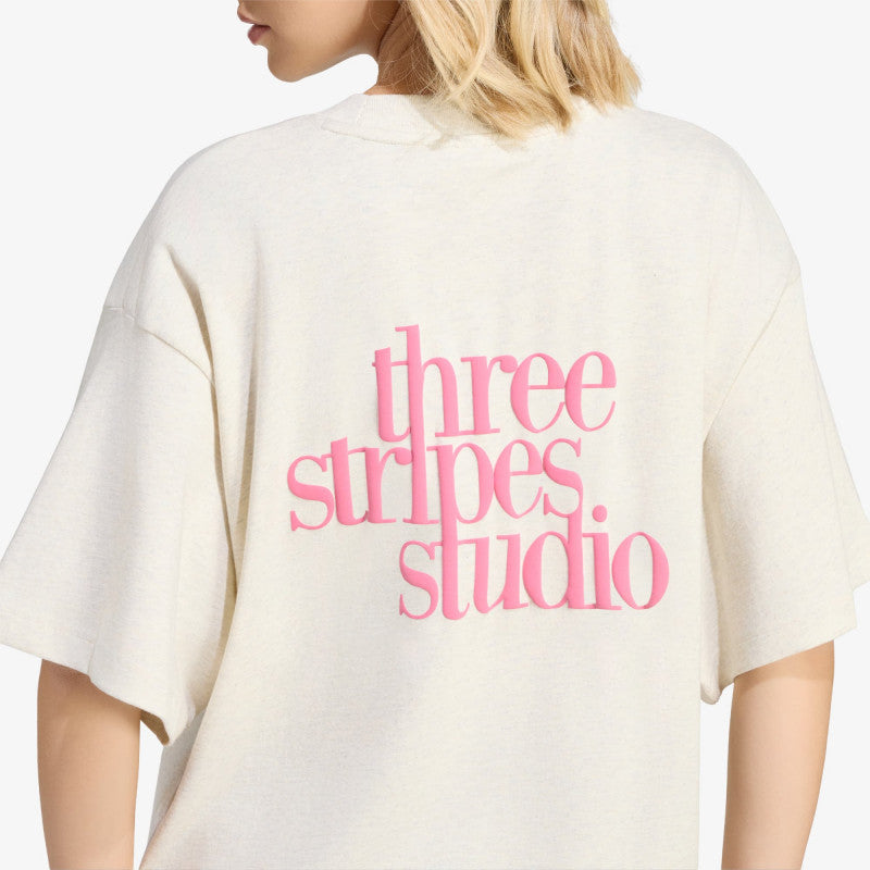 adidas 3-Stripes Studio T-Shirt Chalk White Mel.