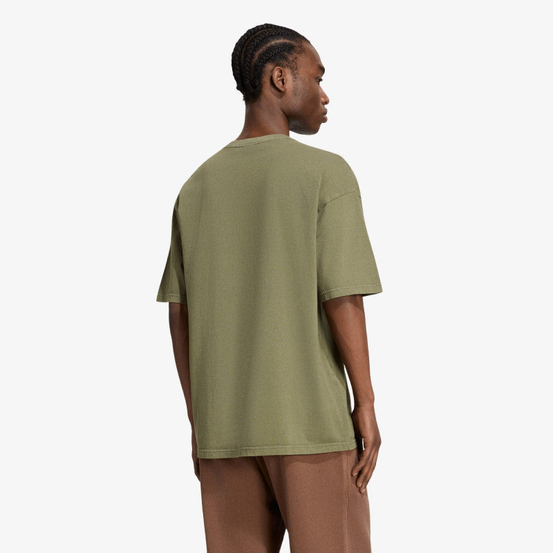 adidas Trefoil Essentials Washed Loose Dropped Shoulder T-Shirt Olive Strata