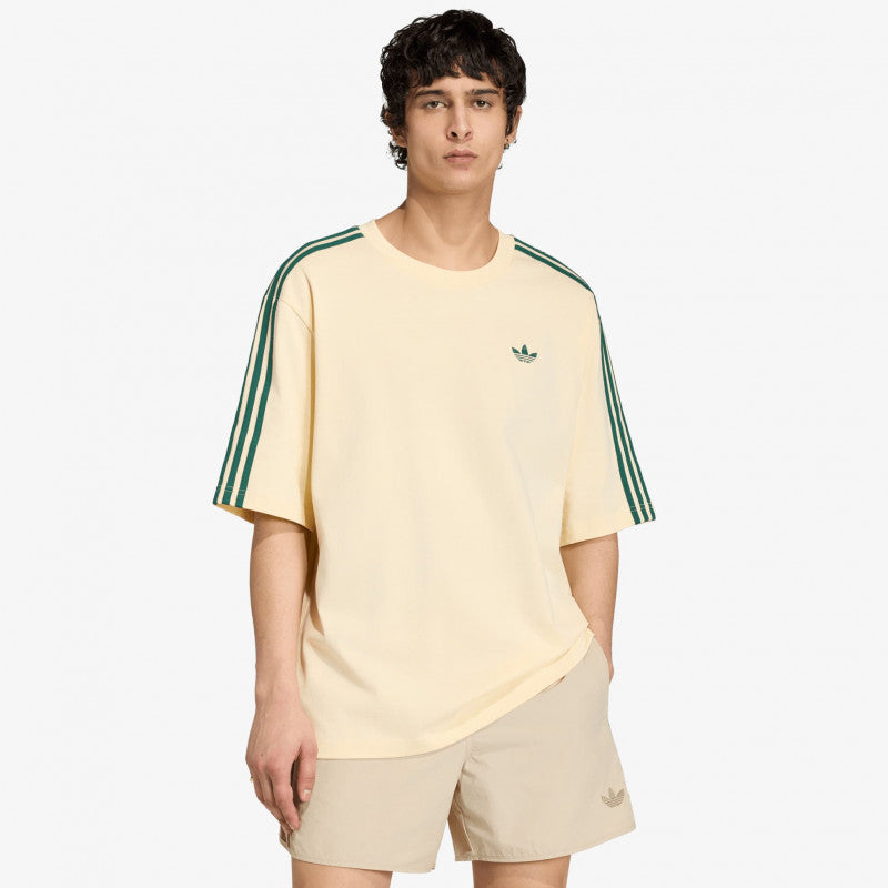 adidas Adicolor 3-Stripes Oversized T-Shirt Warm Vanilla/ Collegiate Green