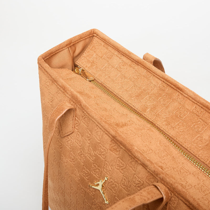 Jordan Jam Suede Monogram Tote Cognac