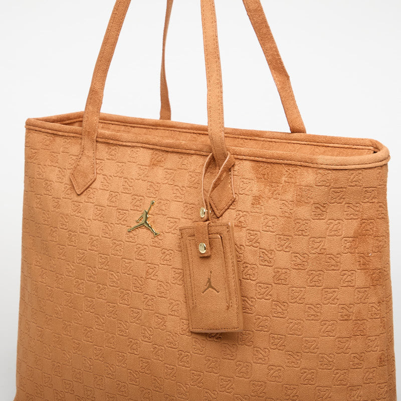 Jordan Jam Suede Monogram Tote Cognac