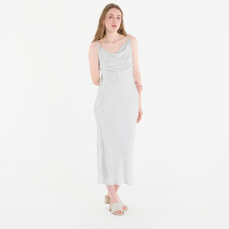 Sukienka Calvin Klein Viscose Jacquard Maxi Slip Dress Green
