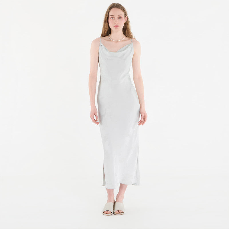 Sukienka Calvin Klein Viscose Jacquard Maxi Slip Dress Green