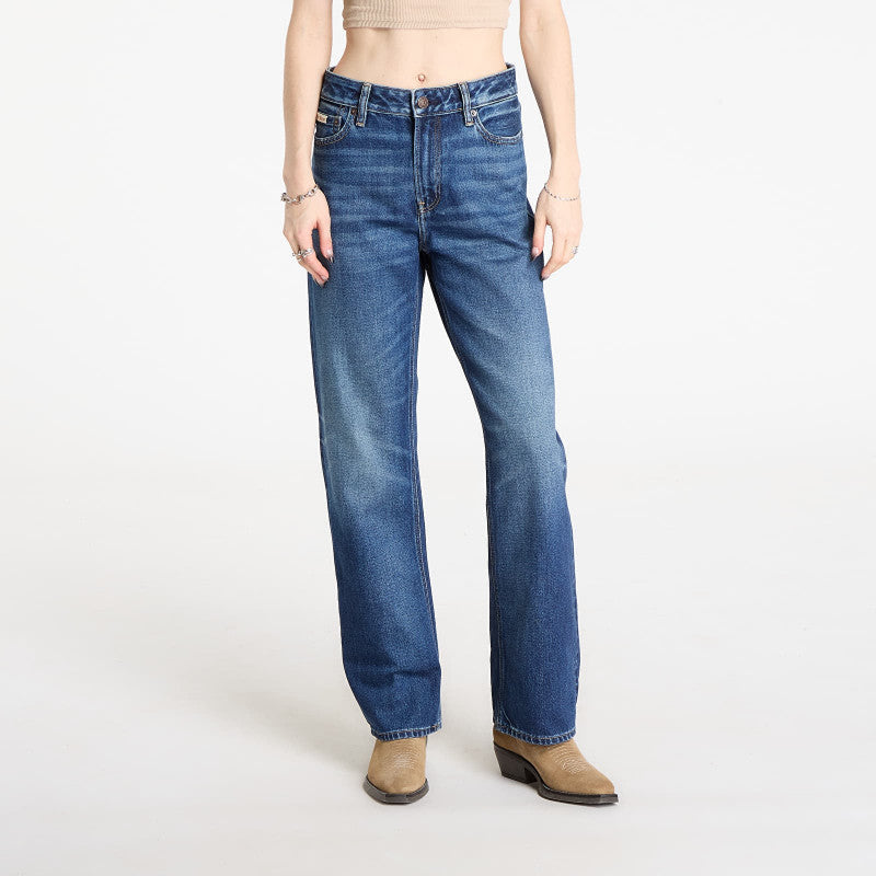 Jeansy Calvin Klein Jeans Signature 90S Straight Short Jeans Blue