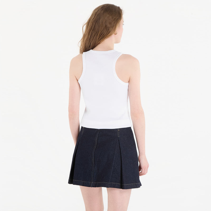 Calvin Klein Jeans Sl 2X2 Baby Rib Logo Crew Tank Bright White