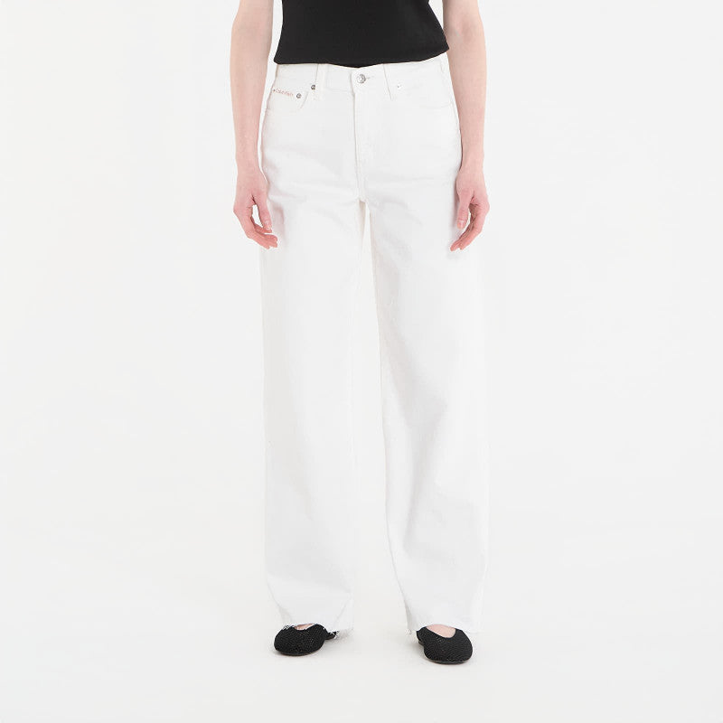 Jeansy Calvin Klein Jeans The Wide Leg Raw Hem Chalk White