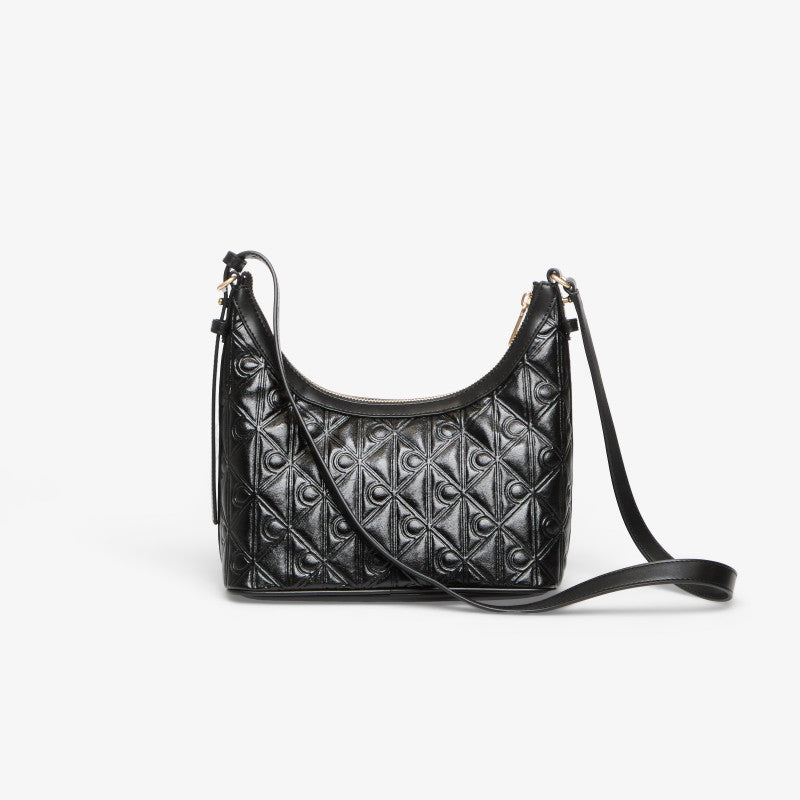 Calvin Klein Emblem Aop Debossed Shoulder Bag Black
