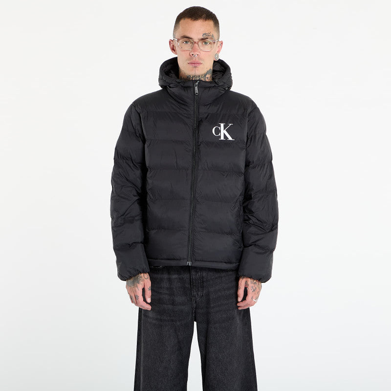 puchowa Calvin Klein Jeans Ls Nylon Monogram Pu Jacket Black