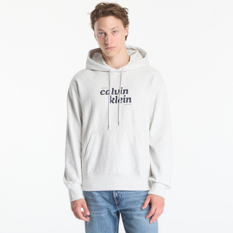 Calvin Klein Jeans Ls Premium Terry Graphic Hoodie Snowy Heather