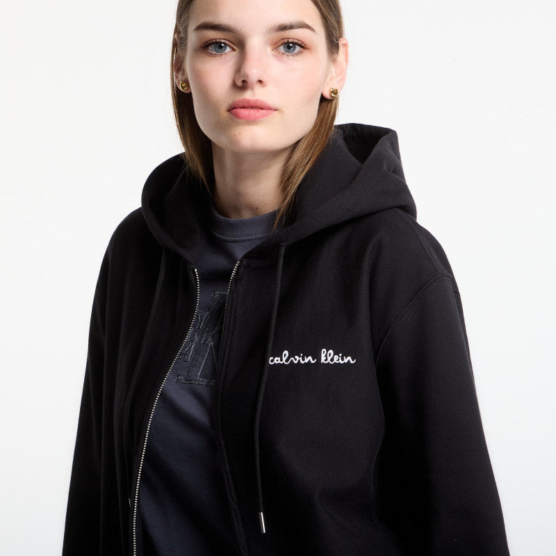 Calvin Klein LS Prm Tery Script FZ Hoodie Black