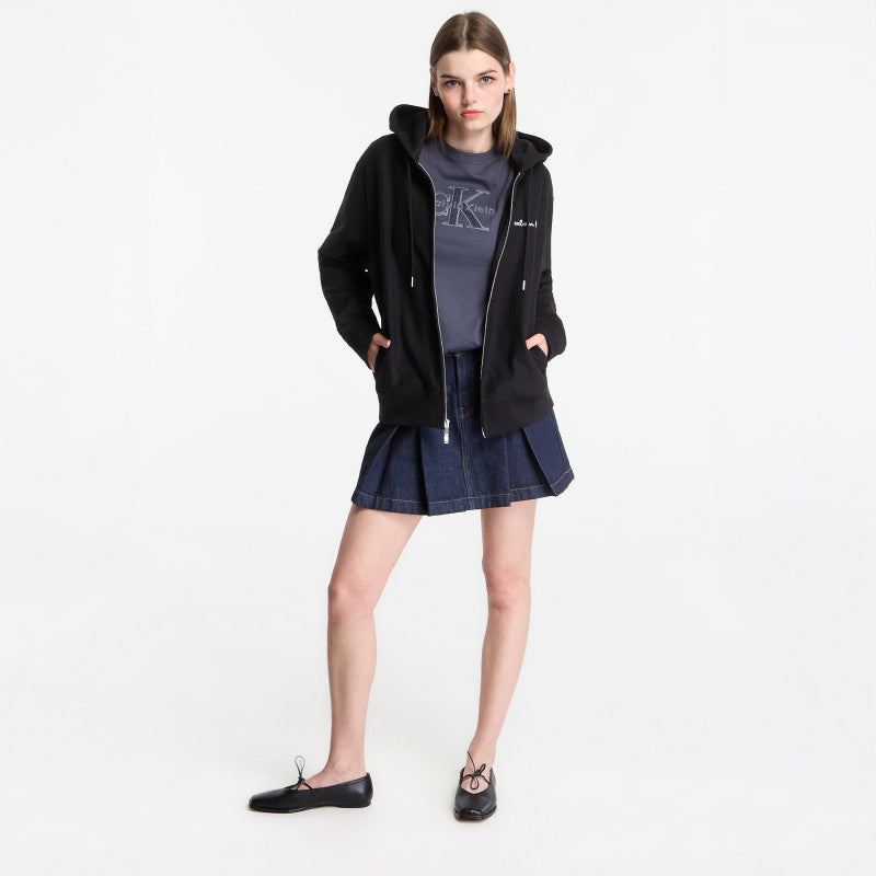 Calvin Klein LS Prm Tery Script FZ Hoodie Black
