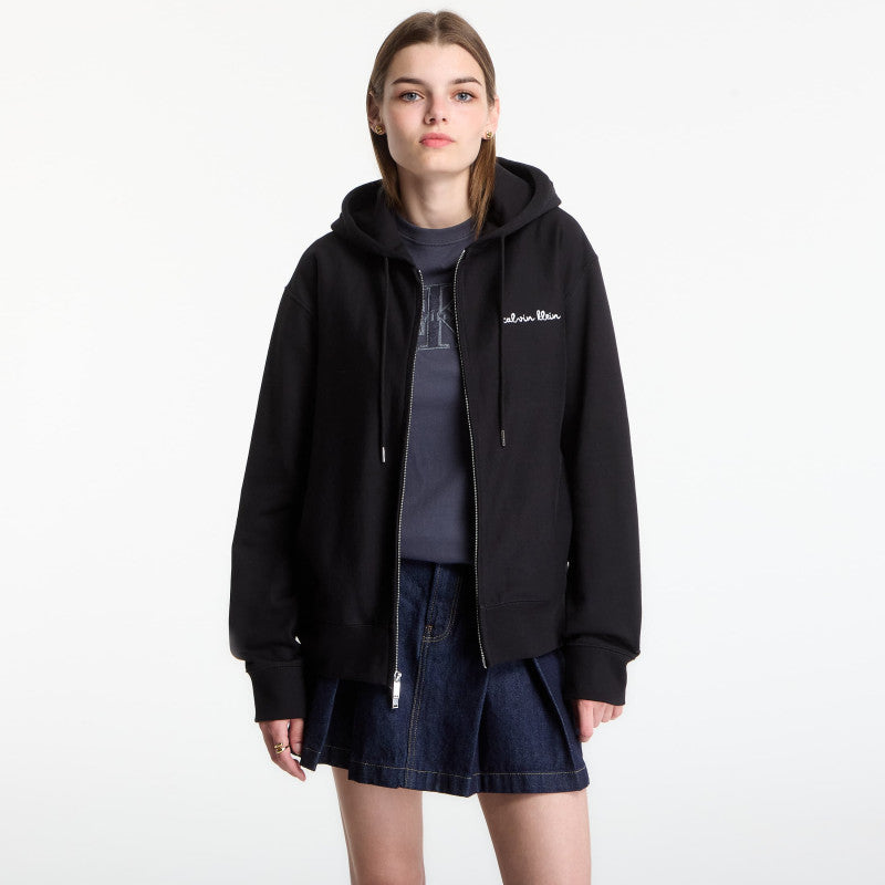 Calvin Klein LS Prm Tery Script FZ Hoodie Black