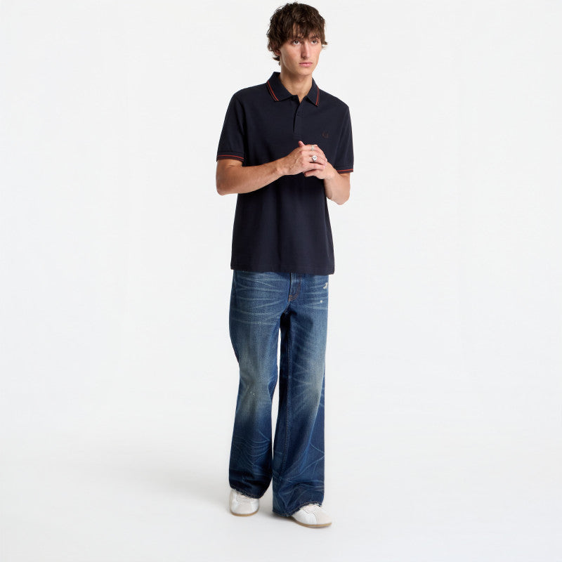 FRED PERRY Twin Tipped Fred Perry Shirt Navy