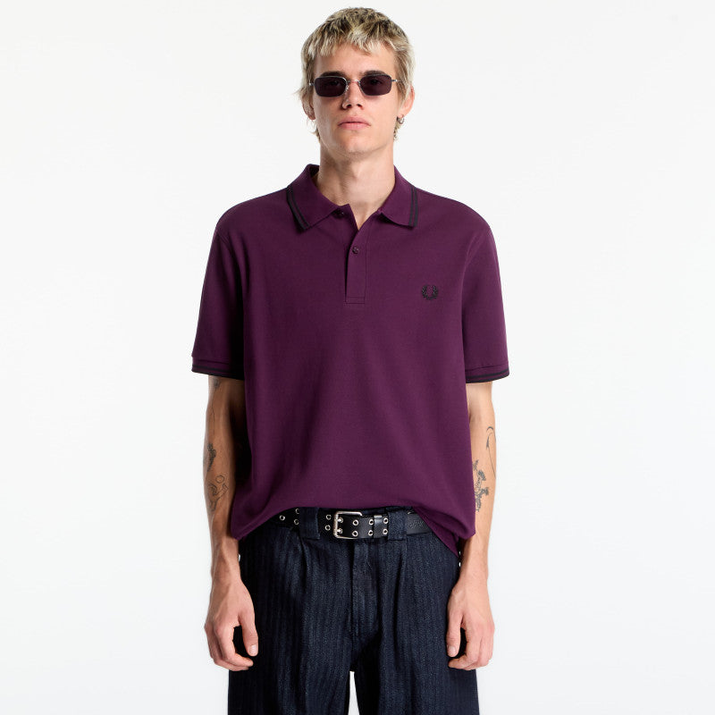 FRED PERRY Twin Tipped Fred Perry Shirt Plum/Black