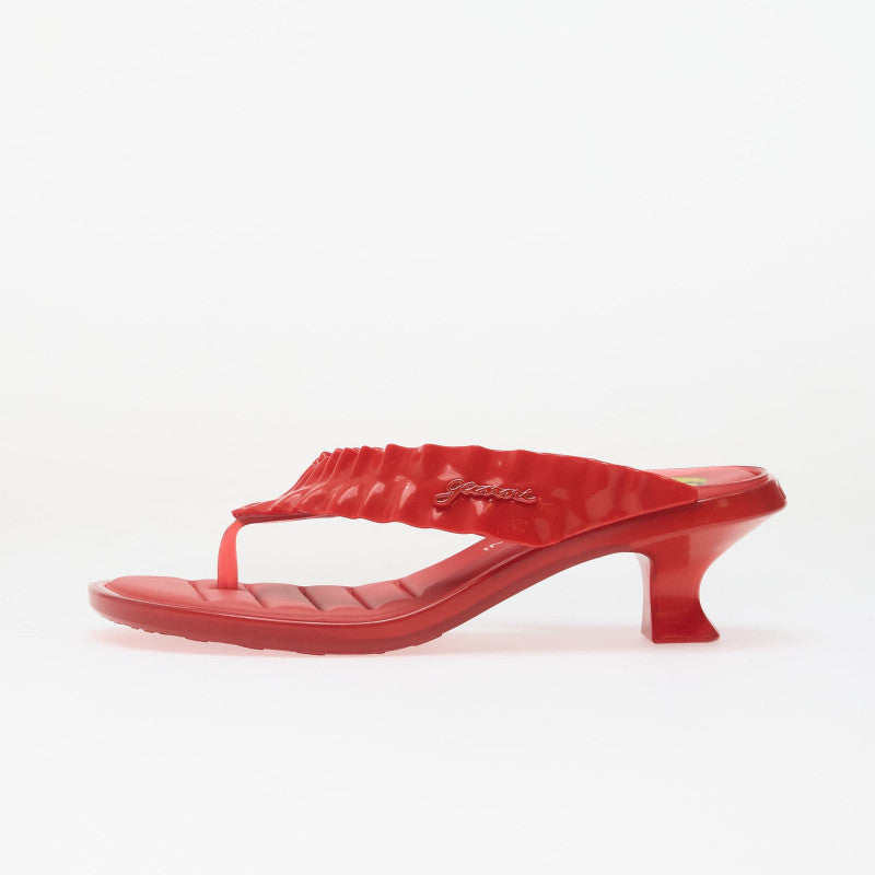 Melissa Thong Kitten Heel + Ganni Ad Red