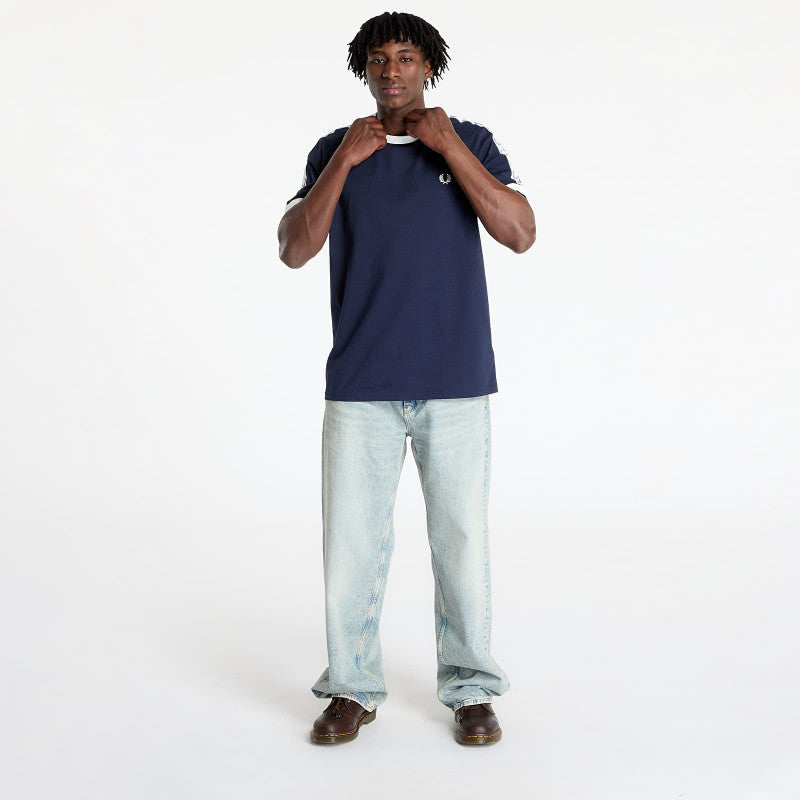 FRED PERRY Taped Ringer T-Shirt Carbon Blue