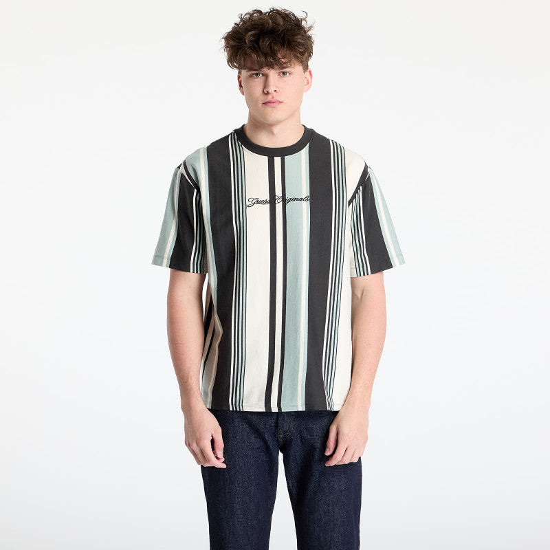 GUESS Originals Stripe T-Shirt Washed Out Black