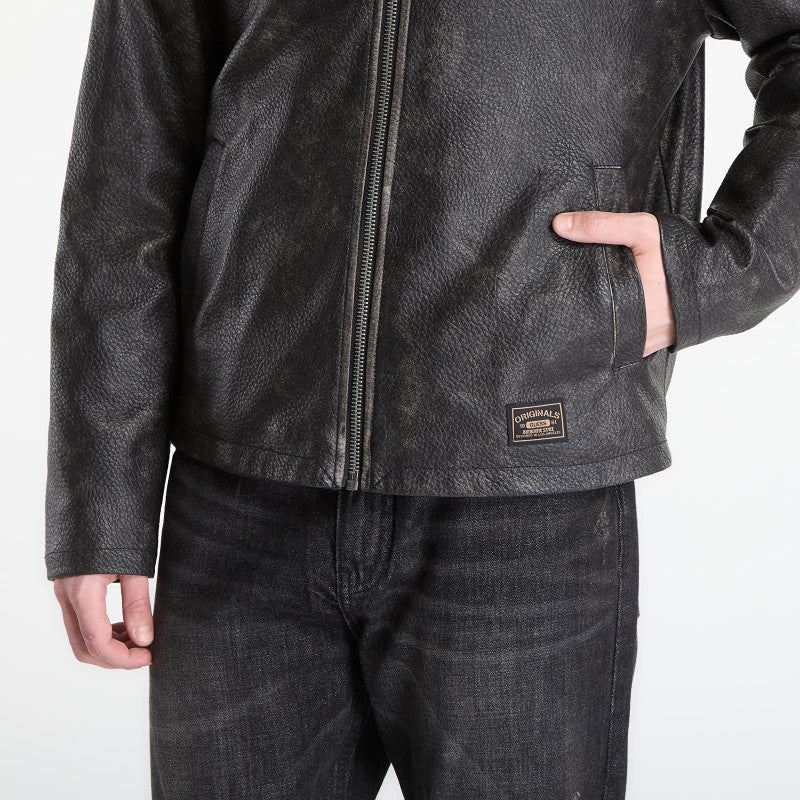 Guess Jeans Pu Leather Jacket Jet Black