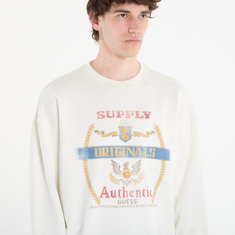 Guess Jeans Boxy Graphic Crew Light Cream
