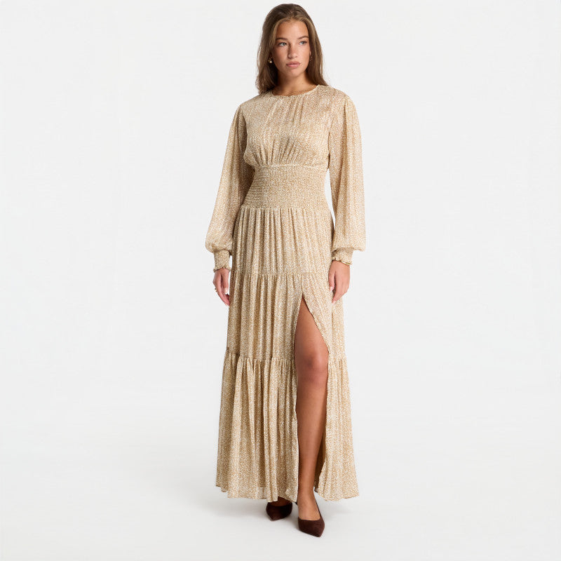 Sukienka Michael Kors Ls Smock Maxi Dress Khaki