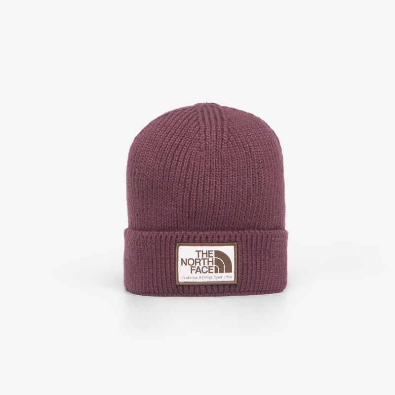 The North Face TNF Logo Box Cuffed Beanie Deep Burgundy