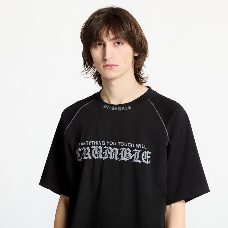 PLEASURES Crumble Heavyweight Raglan Black