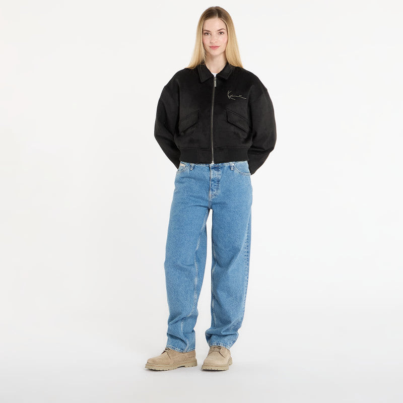 Karl Kani Signature Faux Suede OS Bomber Jacket Black