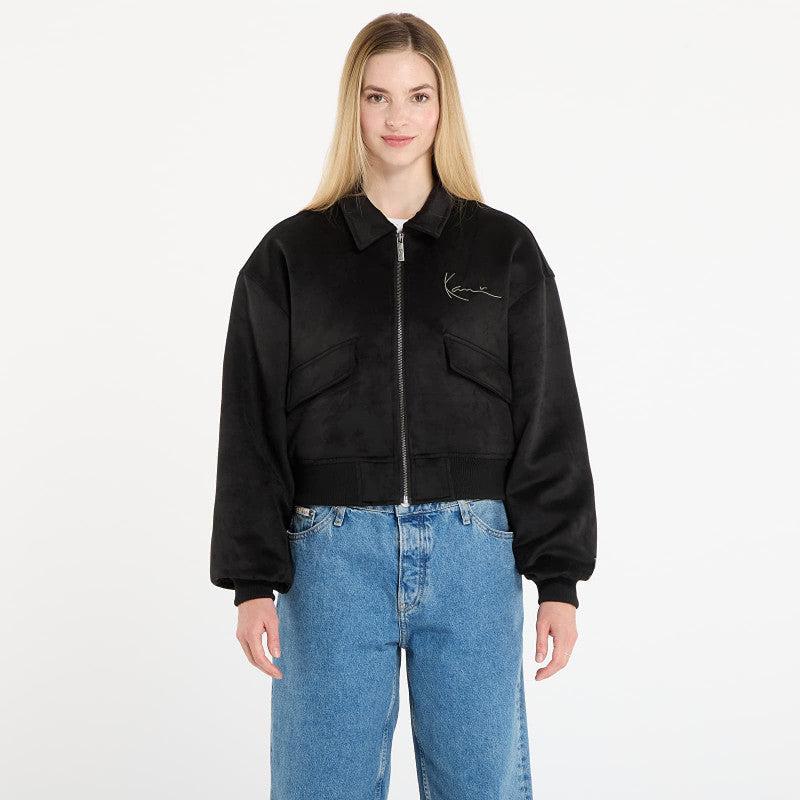 Karl Kani Signature Faux Suede OS Bomber Jacket Black