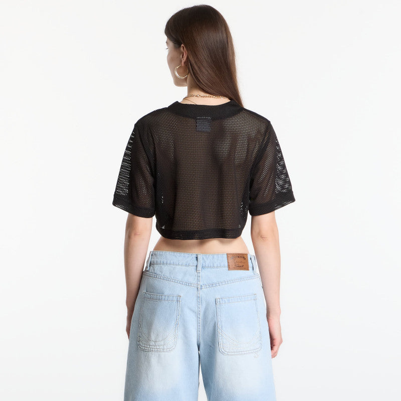 Karl Kani Mesh Cropped Baseball Shirt Black