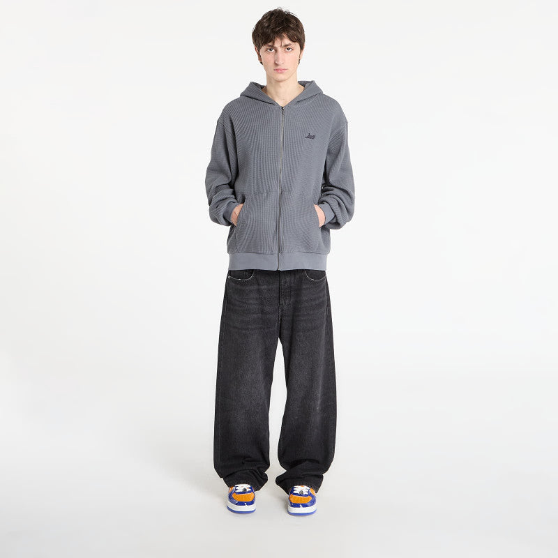 RIPNDIP Castanza Waffle Knit Zip Up Hoodie Charcoal