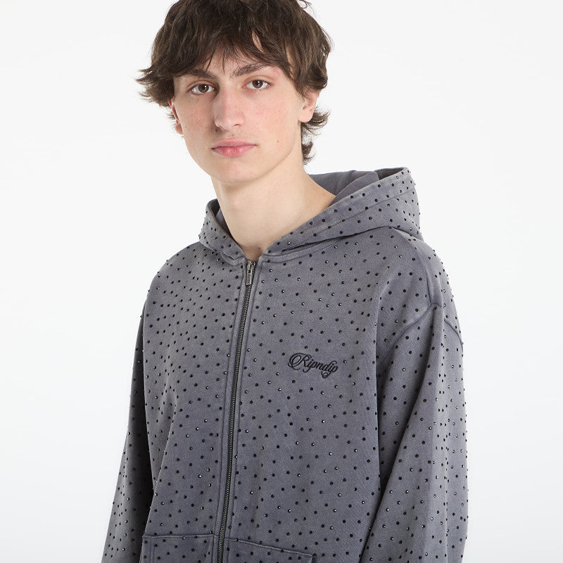 RIPNDIP Ripngems Zip Up Hoodie Charcoal Wash