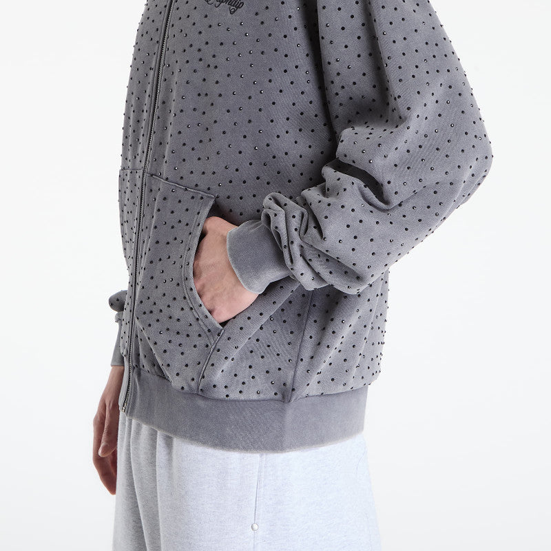 RIPNDIP Ripngems Zip Up Hoodie Charcoal Wash