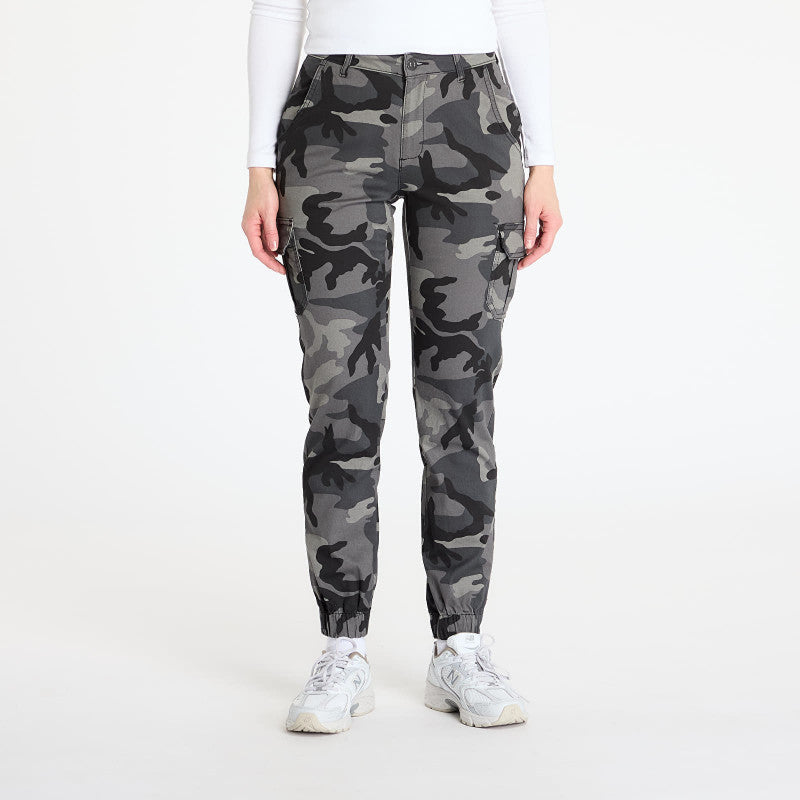 Urban Classics Ladies High Waist Camo Cargo Pants Grey Camo