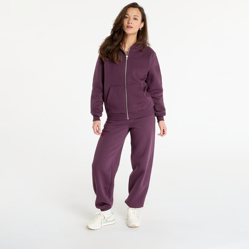 Urban Classics Ladies Fluffy Zip Hoody Plum Purple