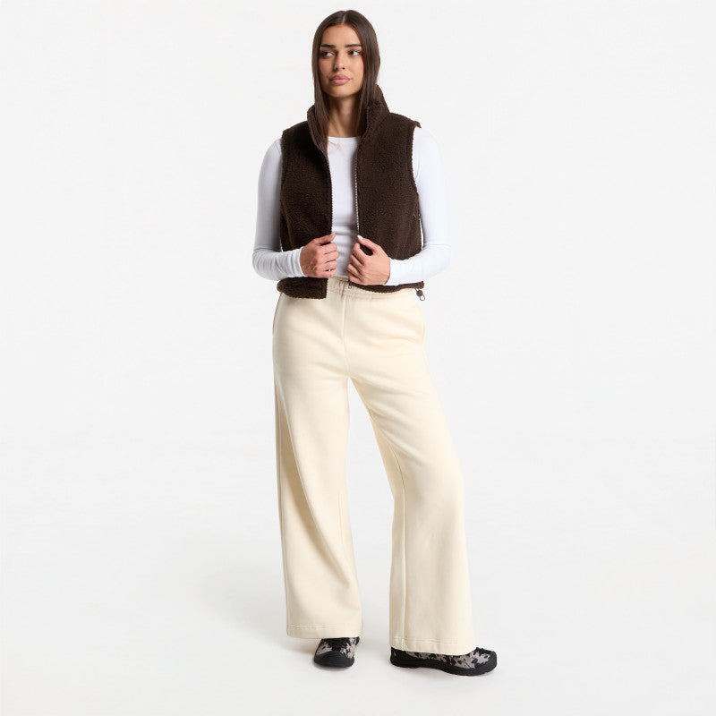 Urban Classics Ladies Fluffy Wideleg Trackpants White Sand