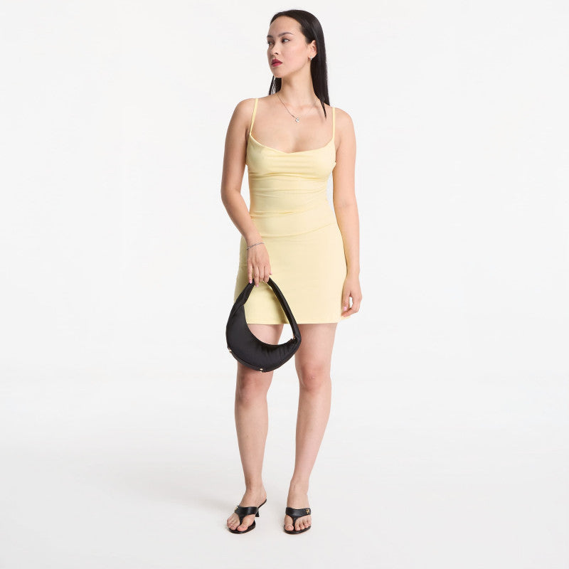 Sukienka Urban Classics Mini Waterfall Neckline Dress Pale Yellow