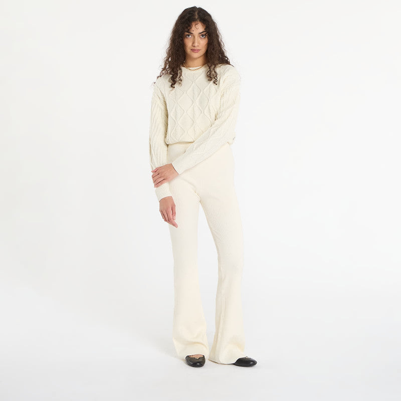 GUESS Flaminia Ribbed Flare Pants Sw Cream