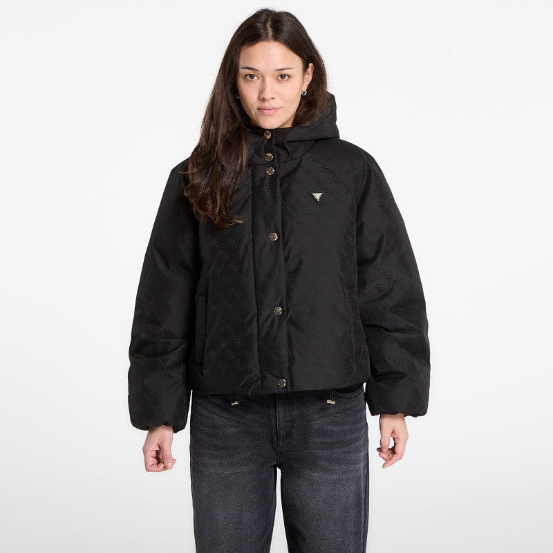 GUESS 4G Boxy Puffer Jacket Jacquard Jblk Mon