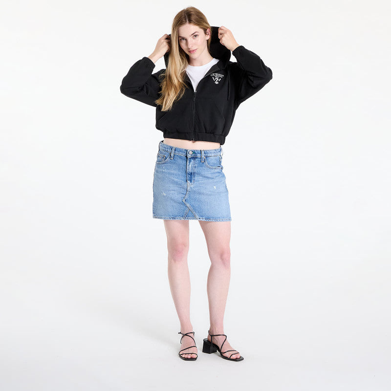 GUESS Roberta Full Zip Crop Sweatshirt Black
