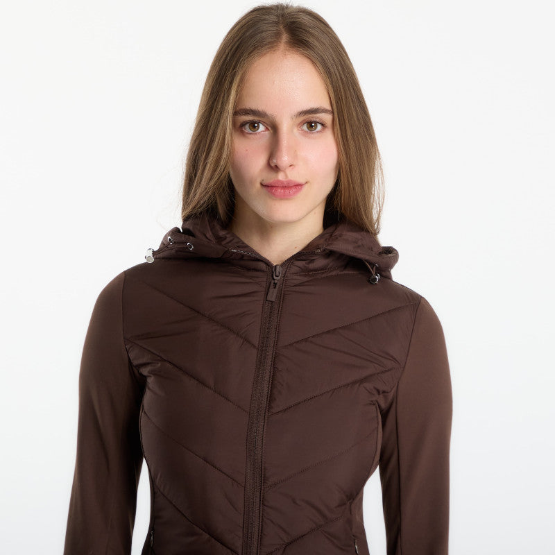GUESS Grazia Mix Fabric Padded Jacket Dark Coffee