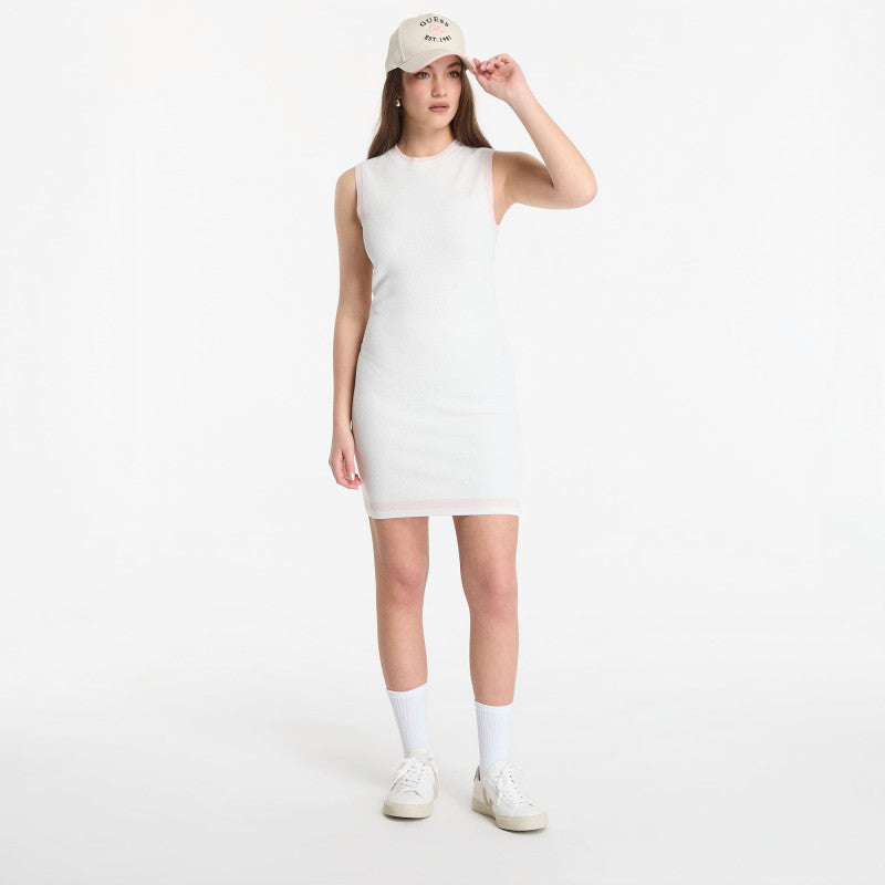 Sukienka GUESS Gabry Cn Sl Short Dress Sweater Neige White