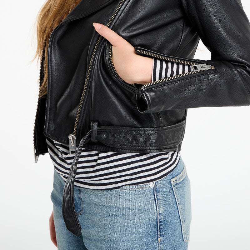 AllSaints Balfern Leather Biker Jacket Black