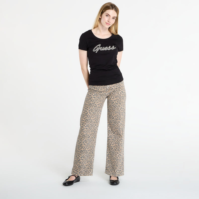 Jeansy GUESS Wide Leg Brown