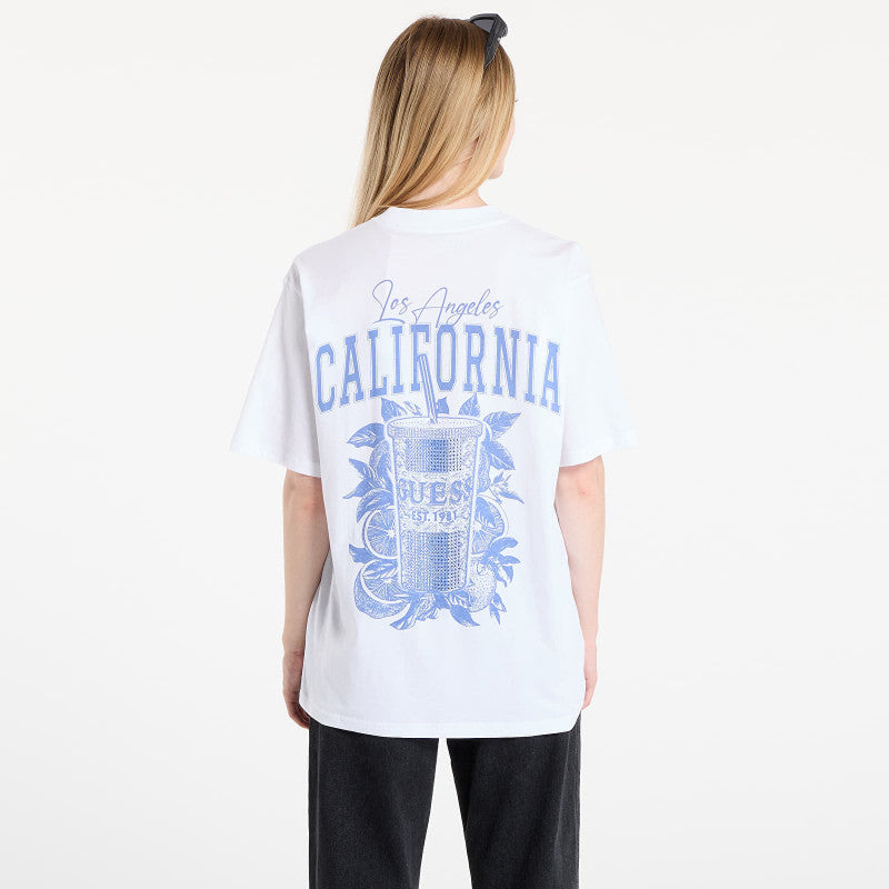 GUESS Cc Ss Monochrome Graphic Tee White