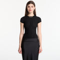 GUESS Ss Cn Rib Pointelle Mix Kara S Jet Black