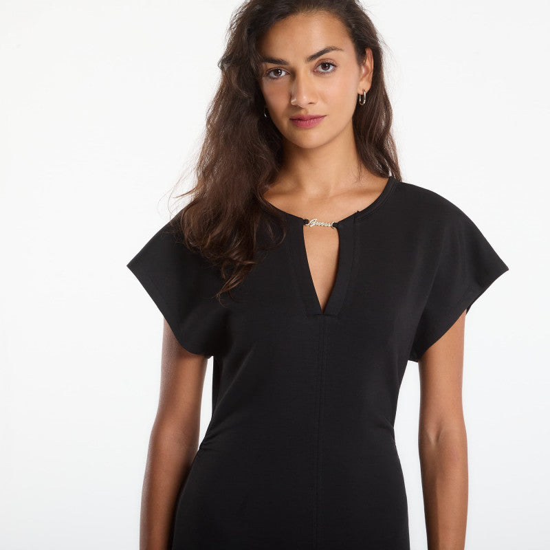 Sukienka GUESS Ss V-Neck Morgana Scuba Mini Dress Jet Black